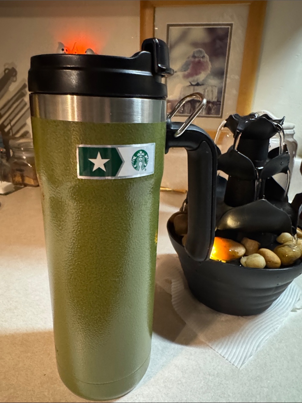 STANLEY X STARBUCKS army green 20 ounce insulated thermal cup w logos NEW w tags